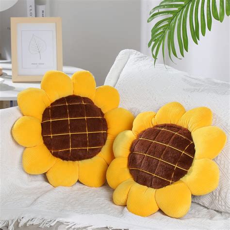 Amazon.com: Coume 2 Pieces 3D Sunflower Flower Floor Pillow Seating ...