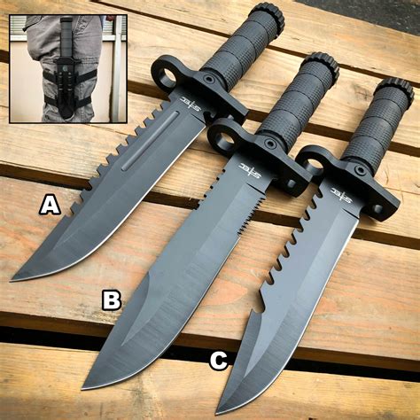 12.5" MILITARY TACTICAL Hunting FIXED BLADE Army SURVIVAL Knife + Fire ...