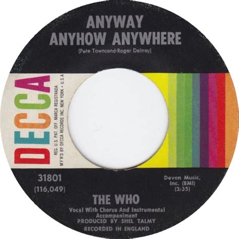 The Who – Anyway Anyhow Anywhere (1965, Vinyl) - Discogs