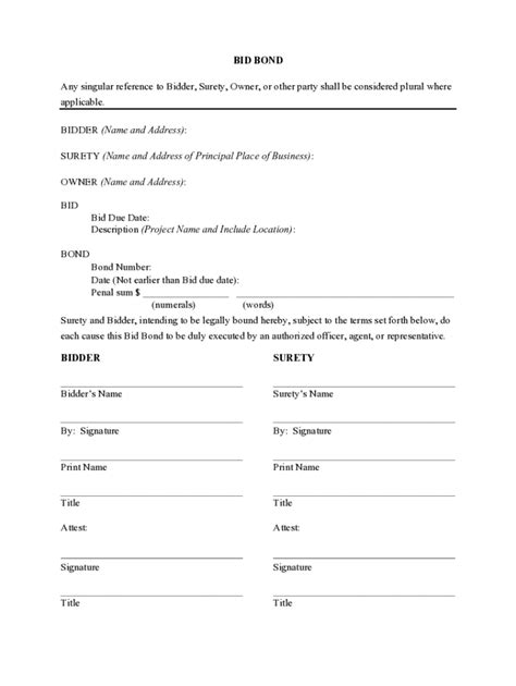 Fillable Online BID BOND PENAL SUM FORM Fax Email Print - pdfFiller