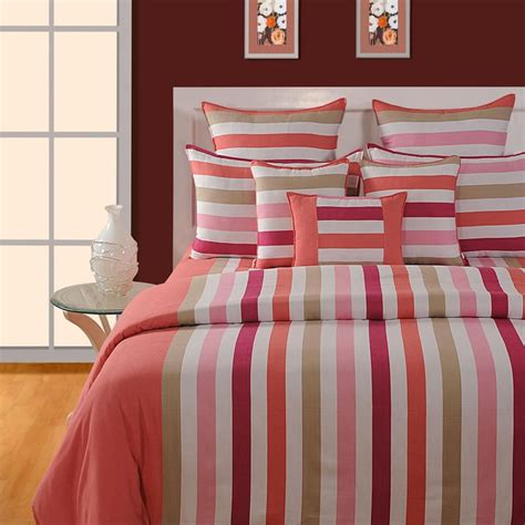 Buy SWAYAM Soft Blush Stripes Yarn-Dyed Cotton King Bedsheet Set from ...