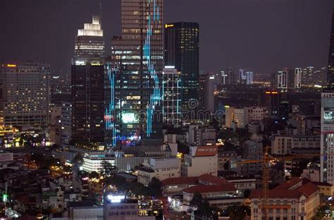 Ho Chi Minh City's District 1 skyline photographed at night