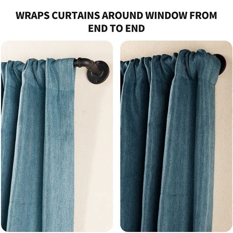 Industrial Blackout Wrap Around Curtain Rod For Windows Rustic 28-48 ...