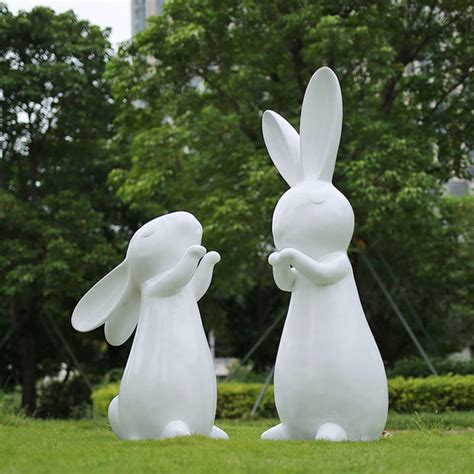 玻璃钢抽象兔子雕塑户外园林景观小品花园庭院草坪动物装 饰大摆件_易购客