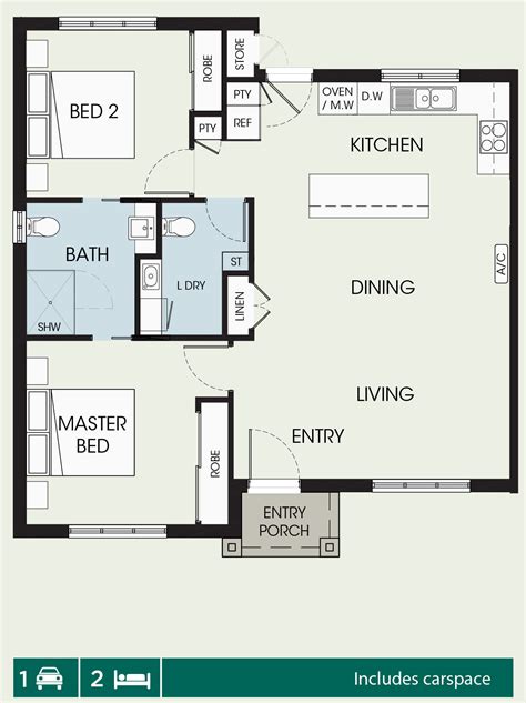 Open Floor Plans 2 Bedroom Retirement House