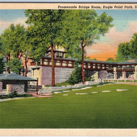 1937 Dubuque, IA Promenade Bridge Room Eagle Point Park Buettell Teich ...