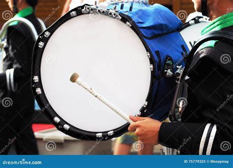 Big Drum of Marching Band in Parade Stock Image - Image of music, band ...