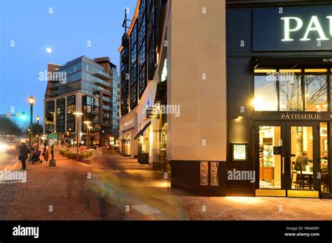 USA Maryland MD city of Bethesda at night - suburb of Washington DC in ...