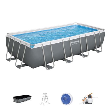 56466 Bestway Power Steel® 18 ft x 9 ft x 4 ft Rectangular Pool Set ...