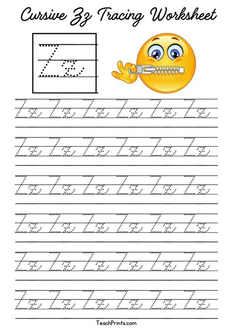 9 Cursive Z Tracing Worksheets - Free Printables - Teach Prints