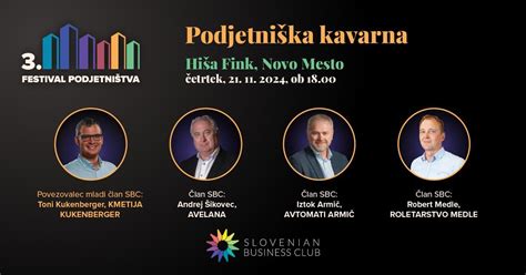 Podjetniška kavarna NOVO MESTO, Hiša Fink, Novo Mesto, 21 November 2024 ...