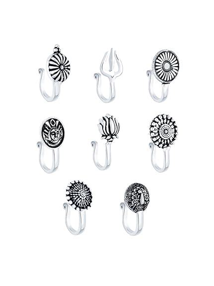 Yellow Chimes Beautiful Classic Designs Non- Piercing 8 Pcs Combo by ...