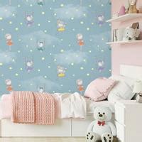 Fairies in the Sky, Wallpaper Design for Girls Room, Blue 19.6 Inches(W ...