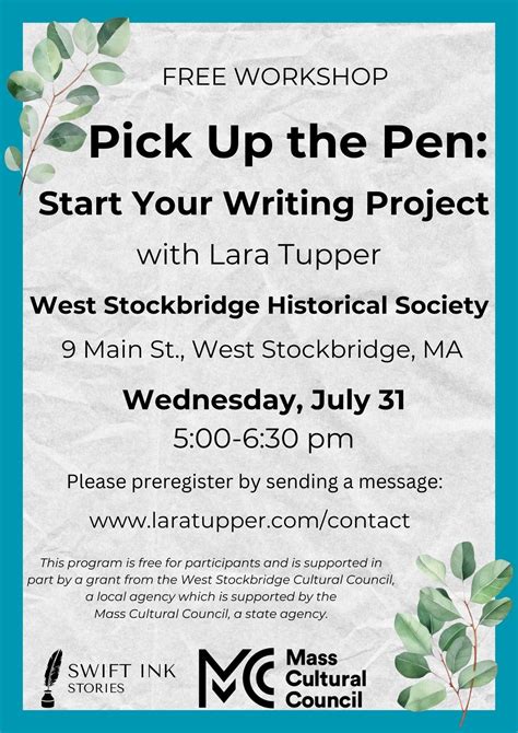 Pick Up the Pen: Start Your Writing Project with Lara Tupper, West ...