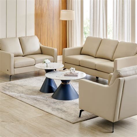 Buy Parque NXT Half Leather 3+2+1 Seater Sofa Set - Cream from Home ...