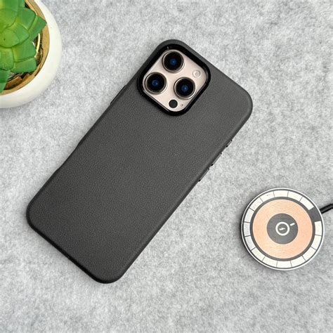 iPhone 16 Series Premium Leather Texture Metal Camera Bump MagSafe Cov ...
