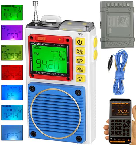 Zhiwhis Shortwave Radio Portable Weather Radios With 7 Backlight Colors ...