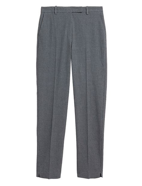 Buy Crepe Checked Slim Fit Trousers at Marks & Spencer