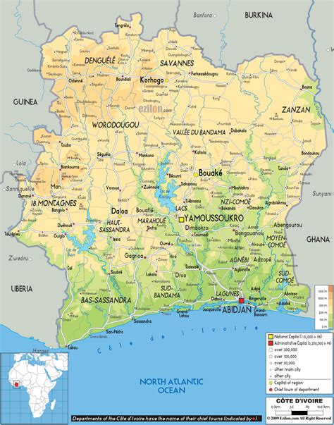 Ivory coast map of africa