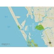 Buy Political Map of Manasota Key, FL Print UnFramed Wall Art Sold by ...
