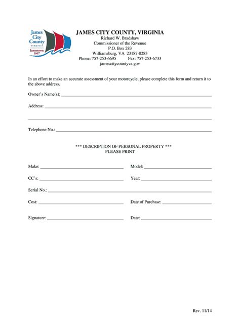 Fillable Online jamescitycountyva Motorcycle Registration Form ...