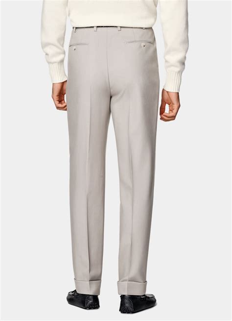 Light Taupe Wide Leg Tapered Pants in Wrinkle-Free 4-Ply Wool | SUITSUPPLY