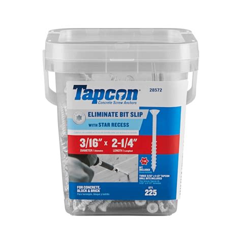 Tapcon 3/16-in x 2-1/4-in Concrete Screws Anchors (225-Pack) 28572 at ...