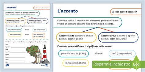 L'accento classe seconda (teacher made) - Twinkl