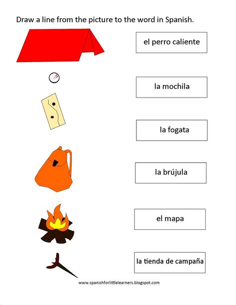 Spanish for Little Learners: Camping Worksheet for Spanish