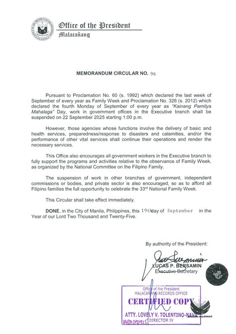 Memorandum Circular No. 96 s. 2025 – Presidential Communications Office