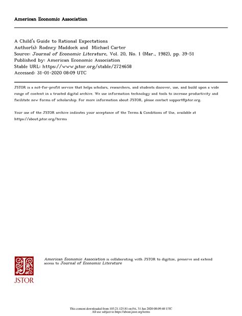 Rational Expectation - American Economic Association A Child's Guide to ...