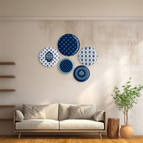 Elegant Blue and White Plate Blue Pottery Inspired collage Wall Plates ...