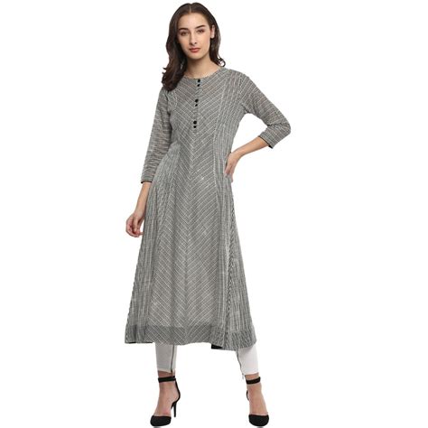 Get Pintuck Stripes Flared Hem Long Kurta at ₹ 999 | LBB Shop