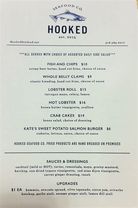 Hooked Seafood Menu, Menu for Hooked Seafood, Latham, Albany ...