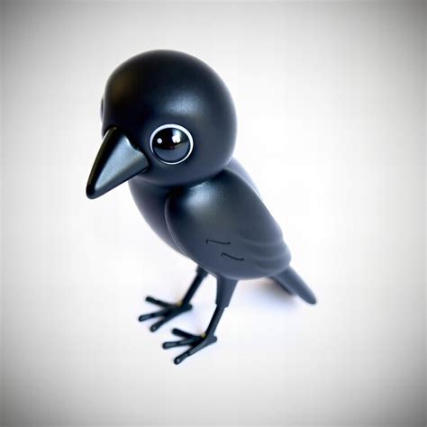 Cute crow plastic toy minimalistic model isolated on white background ...