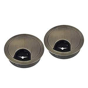2Pcs 60mm Computer Desk Table Grommet Cable Port Wire Hole Cover Bronze ...