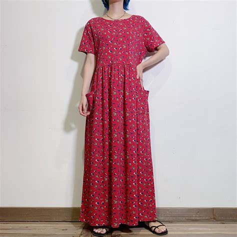 red flower printed long dress | LEMON