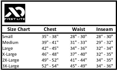 Image result for First Lite Sizing Chart