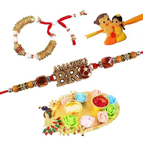 Buy Urvi Creations Amezing Bro Couple Pair Bhaiya Bhabhi Rakhi With ...