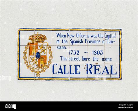 old street name Calle Real painted on tiles in the French quarter in ...