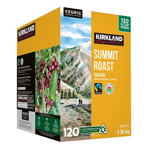 Kirkland Signature Organic Summit Fair Trade Coffee K-Cup Pods, 120 ...