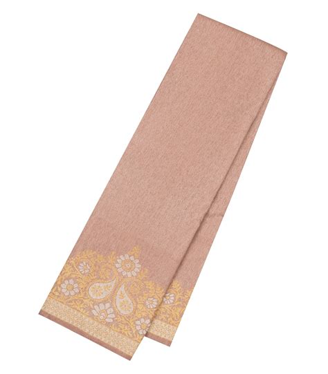 Taupe Handloom Kanchipuram Silk Saree With Running Border & Contrast ...