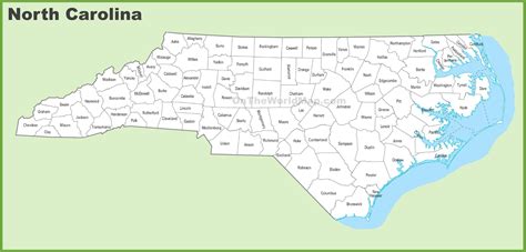 North Carolina County Map Printable