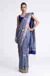 Buy Blue Georgette Embroidery Banarasi Bandhani Saree With Unstitched ...