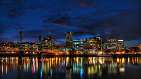 Images USA Portland Oregon Coast night time Houses Cities 2560x1440