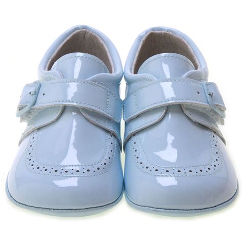 Blue Patent Baby Boy Pram Shoes Velcro Buckle | Cachet Kids