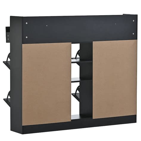ModernLuxe Modern Minimalist Black Shoe Cabinet with Flip Down Hidden ...