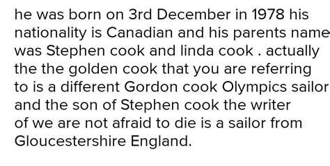 Biography of gordon cook - Brainly.in