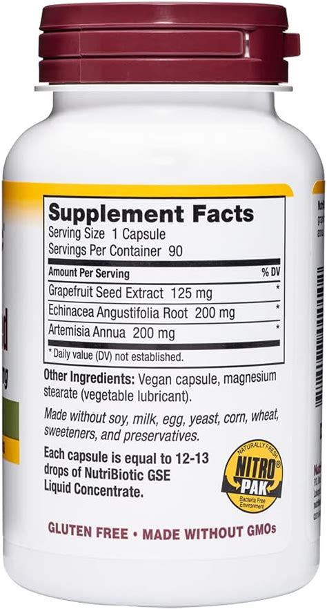 Buy NutriBiotic Grapefruit Seed Extract CapsulesPlus, 125 mg of GSE, 90 ...