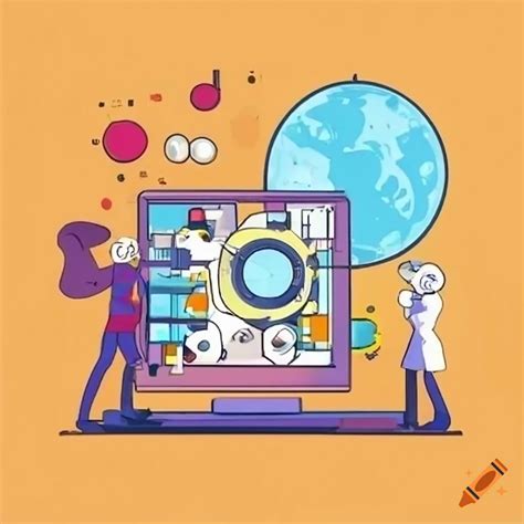 Artwork depicting a harmonious society with science and technology on ...